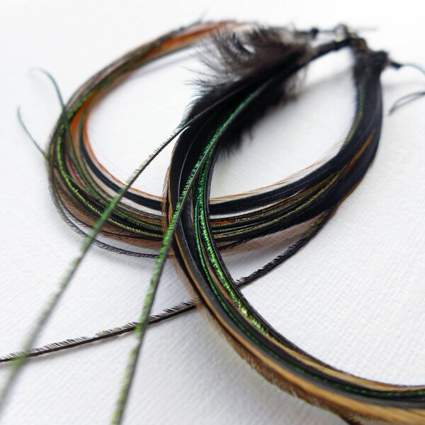 Long Feather Earrings, extra long Boho feather dangle earrings