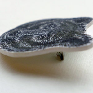 Bear Brooch, bear badge, handmade in the UK, linocut print image 2