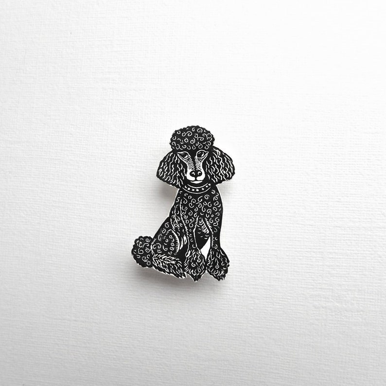 Poodle Brooch, dog pin badge, pretty poodle, dog badge, handmade in the UK image 1