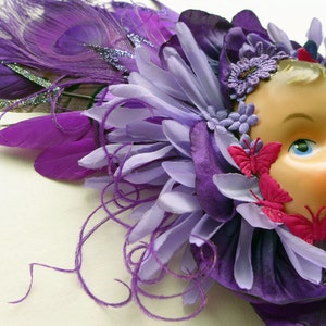 Doll Face Fascinator, festive decoration, unique gift for her, hair adornment, alternative wedding corsage, Victorian child image 3