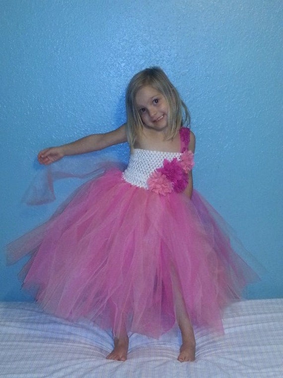 Purple Salmon Flower Girl Dress