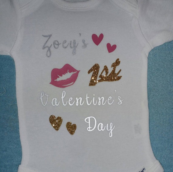 Items similar to Baby girl's first Valentine's Day onesie on Etsy