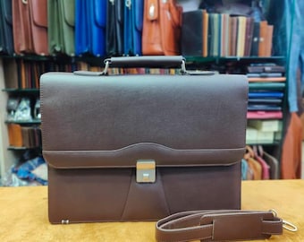 Premium Leather Laptop Briefcase Business Messenger Bag Shoulder Strap Office Work Bag