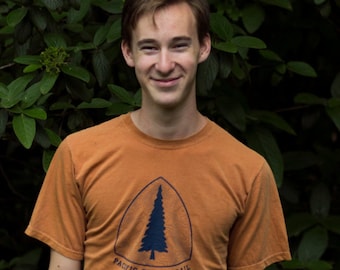 Personalize this custom Pacific Crest Trail PCT tshirt with your start and ending info. Hand screen printed on a pigment dyed vintage tee.