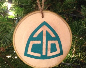 Continental Divide Trail Holiday Christmas Ornament. This CDT is one sided and printed on a real wood slice. Forest Branch tree slice