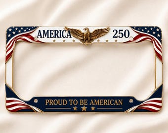 America 250 Anniversary Car Frame, We The People License Plate Holder, Vintage Patriotic Auto Accessory, Durable Metal Car Tag Frame