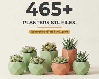 STL-Dateien-Bundle für Pflanzgefäße zum 3D-Drucken: Über 465 STL-Dateien für Sukkulententöpfe, Blumentöpfe, Vasen und Untersetzer, 10 GB Google Drive-Zugang