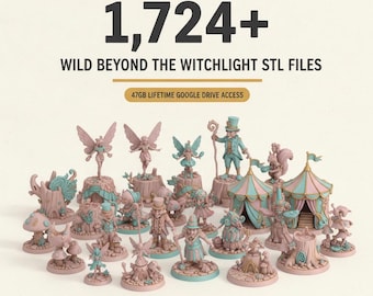 Wild Beyond the Witchlight DnD STL Bundle: 1,724+ STL files of Feywild Minis, Carnival Folk, Hags & Forest Terrain, 47GB Drive Access