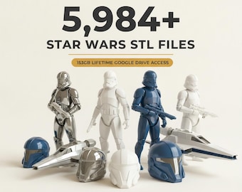 Star Wars STL Bundle for 3D Printing: 5,984+ STL files of Helmets, Starships, Busts, Droids & Lightsabers, 153GB Google Drive Access