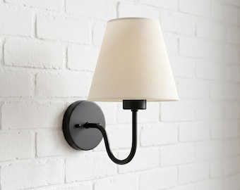 Nordic Wall Sconce Modern Minimalist Fabric Shade Lamp | Bedside Wall Light Bedroom Living Room Hallway | Scandinavian Home Lighting