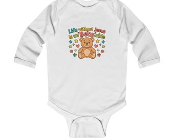 Jesus Bear Onesie, Body à manches longues pour bébé | Nounours mignon Faith Design