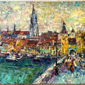 This is an original painting by the Ukrainian artist Serhiy Rybak called “Renesburg”, created in 2023.