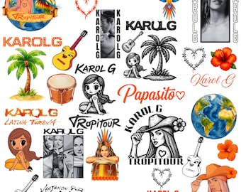 Karol G Clipart PNG Bundles, Tropicoqueta Tour Pngs, karol g Concert, Shirts Designs, Pngs bundles, (Digital Download)