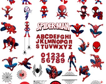 Spider man PNGs, Spider man clipart bundle, Superhero Cartoon Design, Kids Hero, T-Shirt Designs, Birthday Decor, Digital Download,