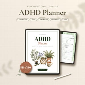 Kindle Scribe ADHD Planner & Brain Dump, reMarkable, Supernote, Boox, Kobo, Undated Daily, Routine Tracker