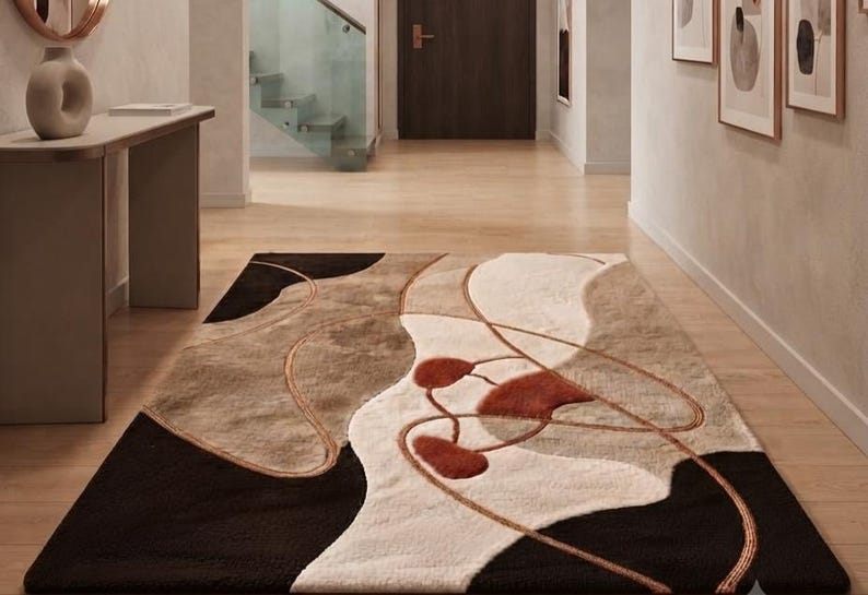Area Tuft Rug Hand-tufted Wool Area Rug, Geometric Bohemian Living Room Decor - Etsy