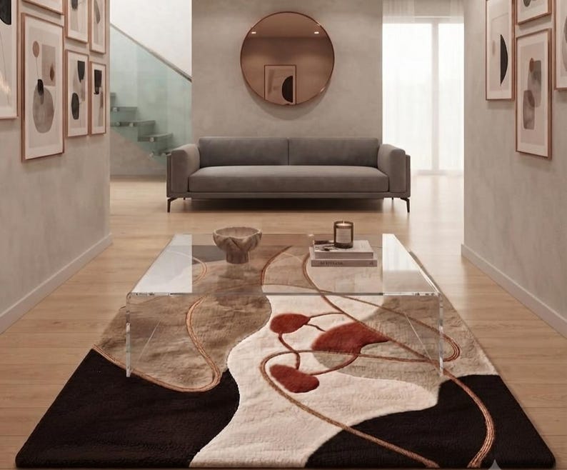 Area Tuft Rug Hand-tufted Wool Area Rug, Geometric Bohemian Living Room Decor - Etsy
