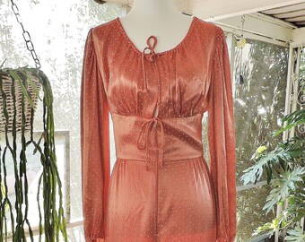 Vintage 1960's Delia Junior Petites Orange White Polka Dot Satin Jumpsuit 0