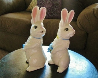 Antique Ceramic Cream Bunny Rabbit Figurines
