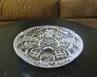 Vintage Frosted Flowers Glass Bowl