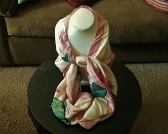 Vintage Sophie Water Lily Flower Silk Blend Scarf