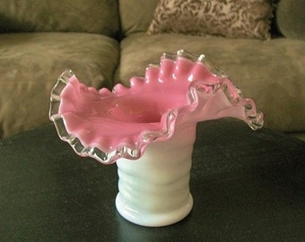 Antique Fenton Peach Crest Vase