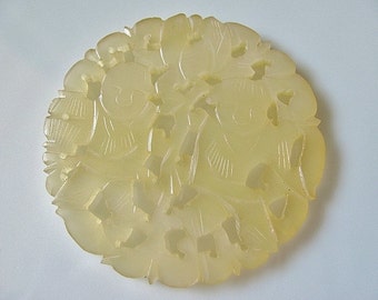Antique Chinese White Jade Medallion