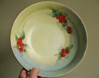 Antique Czech Bavarian Cherries Bowl Set
