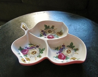 Vintage Leaf Roses Dish
