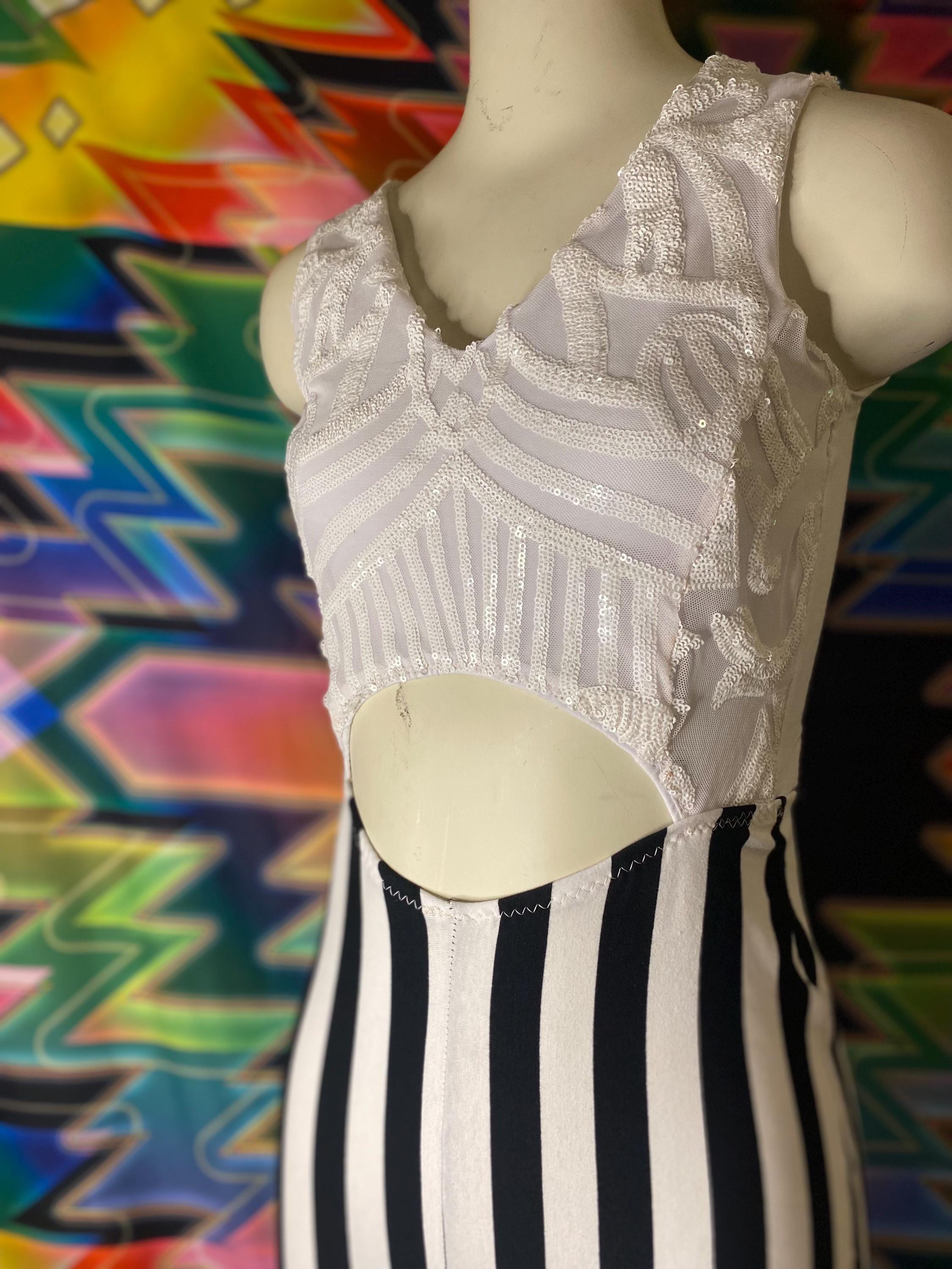 Sequin circus bodysuit with cutouts