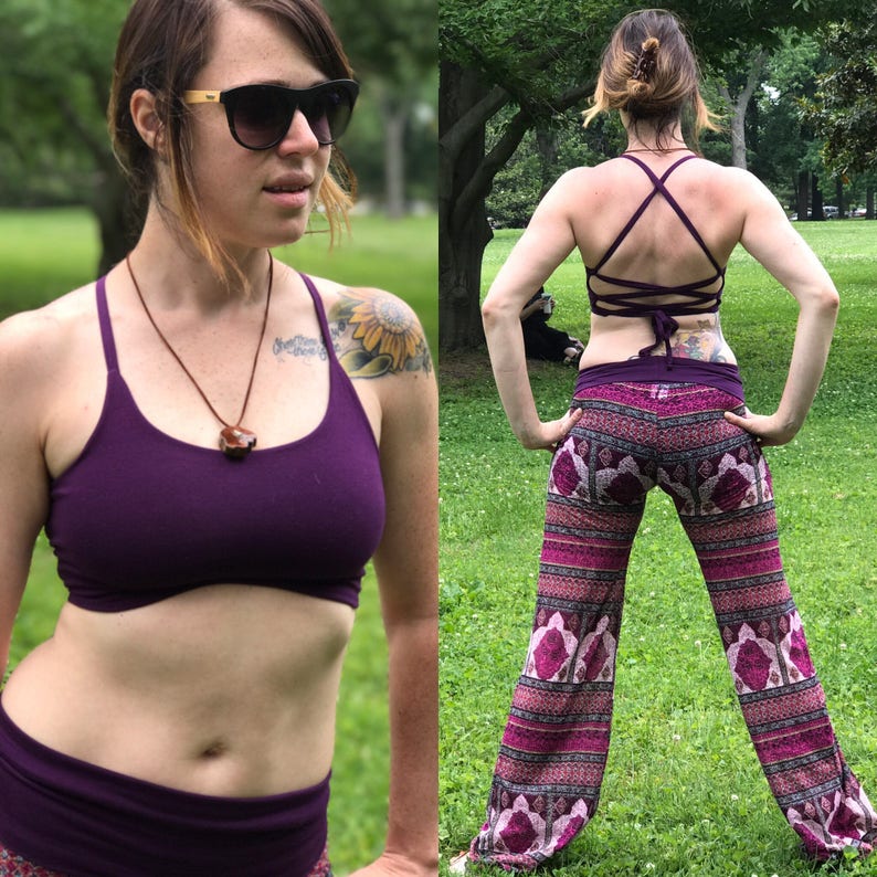 Lace up bra top / bralette / yoga top image 1