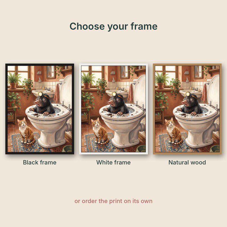 Mole Print, Funny Bathroom Wall Art, Kids Bathroom Art, Bathroom Decor, Funny Bathroom Art, Bathroom Prints image 3