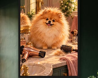 Pomeranian Gifts, Dog Bathroom Art, Dog Lover Gift, Funny Bathroom Wall Art, Bathroom Decor, Funny Bathroom Prints