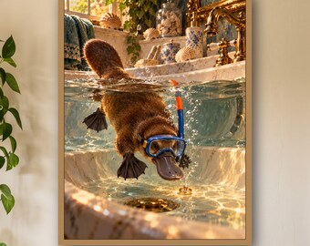 Quirky Home Decor, Funny Bathroom Wall Art, Funny Animal Wall Art, Bathroom Decor, Funny Bathroom Art, Bathroom Prints