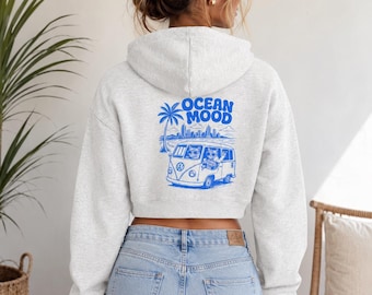 Ozean | Katzen | Unverzichtbarer Cropped Zip-Up Hoodie