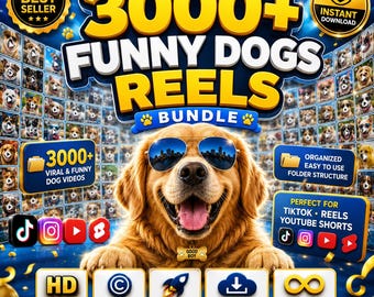 3000+ Funny Dog Reels Bundle | Viral TikTok, Instagram Videos (Digital Download)