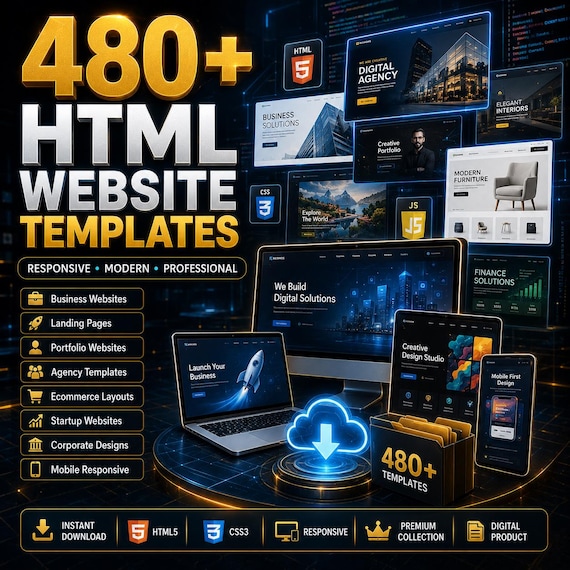 480+ HTML Website Templates: Responsive, SEO-Optimized, Beginner-Friendly Designs, Responsive Layouts, Ready-to-Use