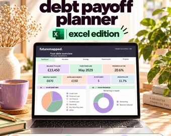 Planificador de pago de deudas en hoja de cálculo de Excel / Rastreador de la bola de nieve y la avalancha de deudas / Calculadora de pago de créditos