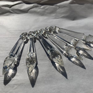 5 Vintage Clear Chandelier Crystals Thick Crystal Points Replacement Prisms Chandelier