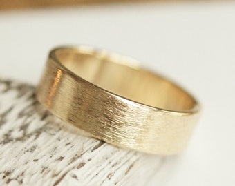 10k solid gold band 6 mm extra wide 6mm ring simple hammered cigar band ring for her or for him, unisex, wedding bridal, custom made.