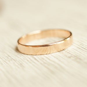 3mm wedding band flat shiny solid 10k rose gold wedding band low profile for women, custom made.