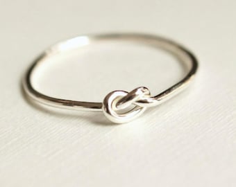 Friendship Knot Ring Silver Stackable thin and tiny ring, Bridesmaid Gift, forget me knot, gift for her solid sterling silver knot ring