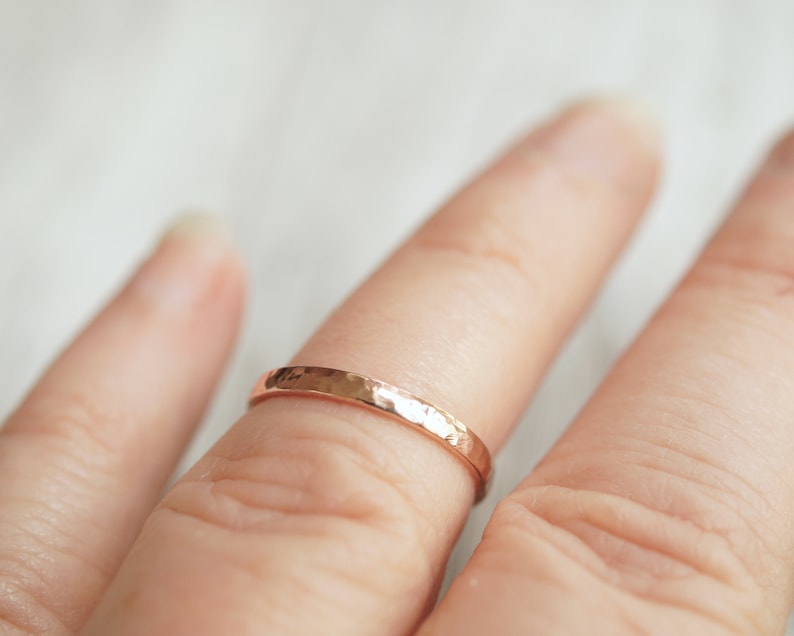 Hammered gold ring band.  Rose gold yellow gold.