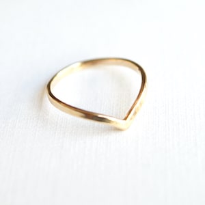 Chevron ring, V ring, contour ring, chevron ring,  solid 10k recycled gold,  thin and delicate, wedding band or stacking ring, recycled gold