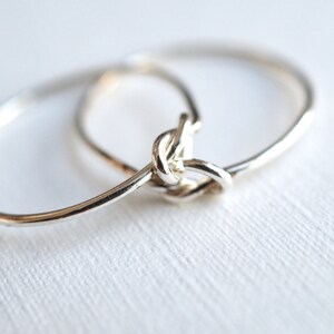 Knot Ring, silver double knot, 18 gauge 1mm hand tied, sterling silver promise ring, bridesmaid gift, gift for her image 2