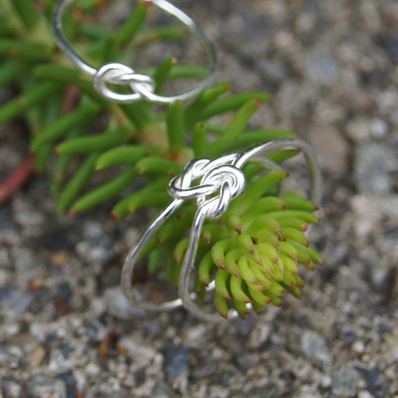 Knot Ring, silver double knot, 18 gauge 1mm hand tied, sterling silver promise ring, bridesmaid gift, gift for her image 7