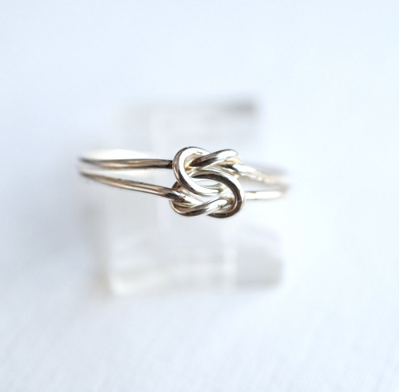 Knot Ring, silver double knot, 18 gauge 1mm hand tied, sterling silver promise ring, bridesmaid gift, gift for her image 10