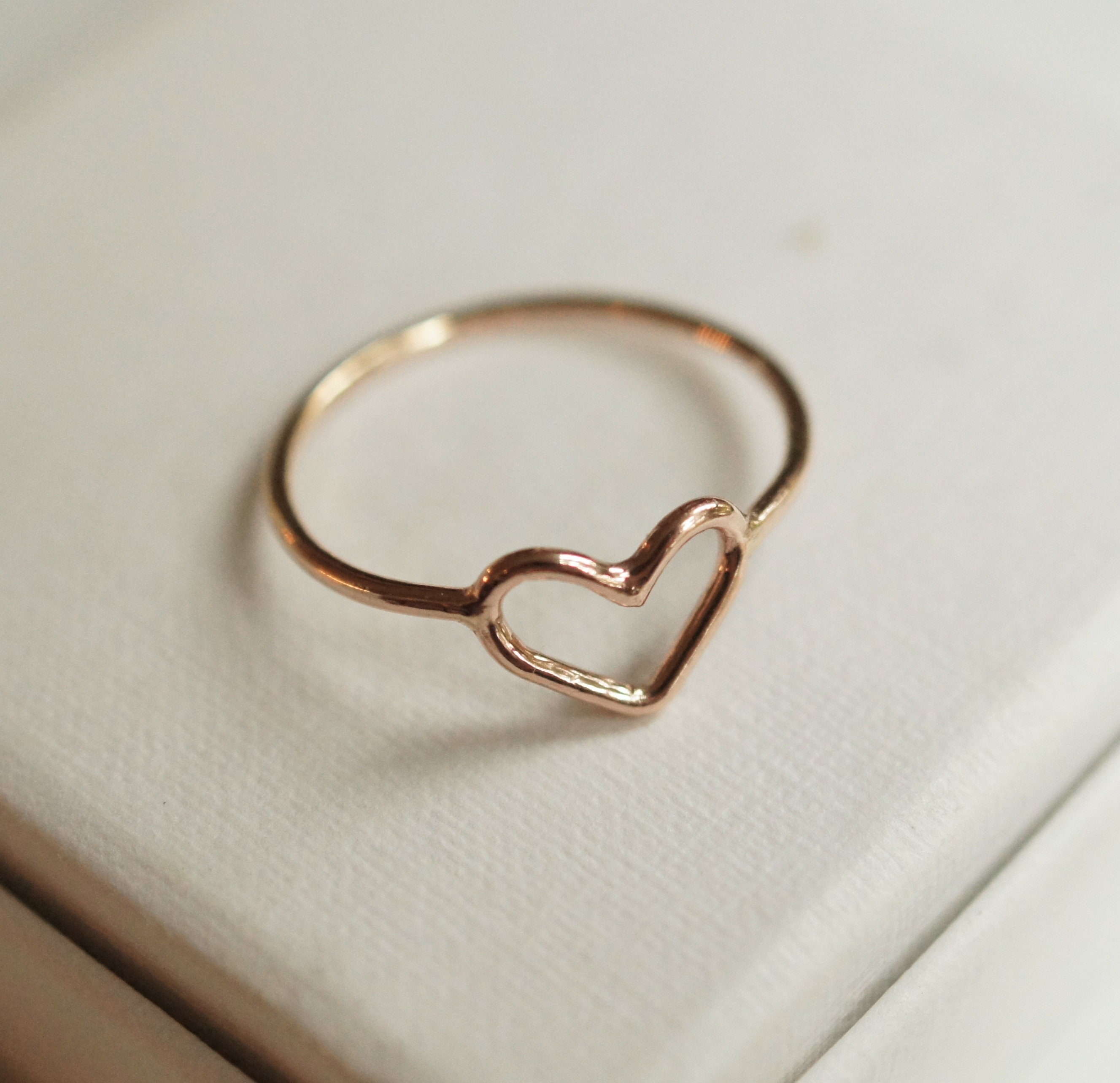10k Rose Gold April Birthstone Heart Promise Ring With CZ - Dainty Proposal Ring Size 8.5