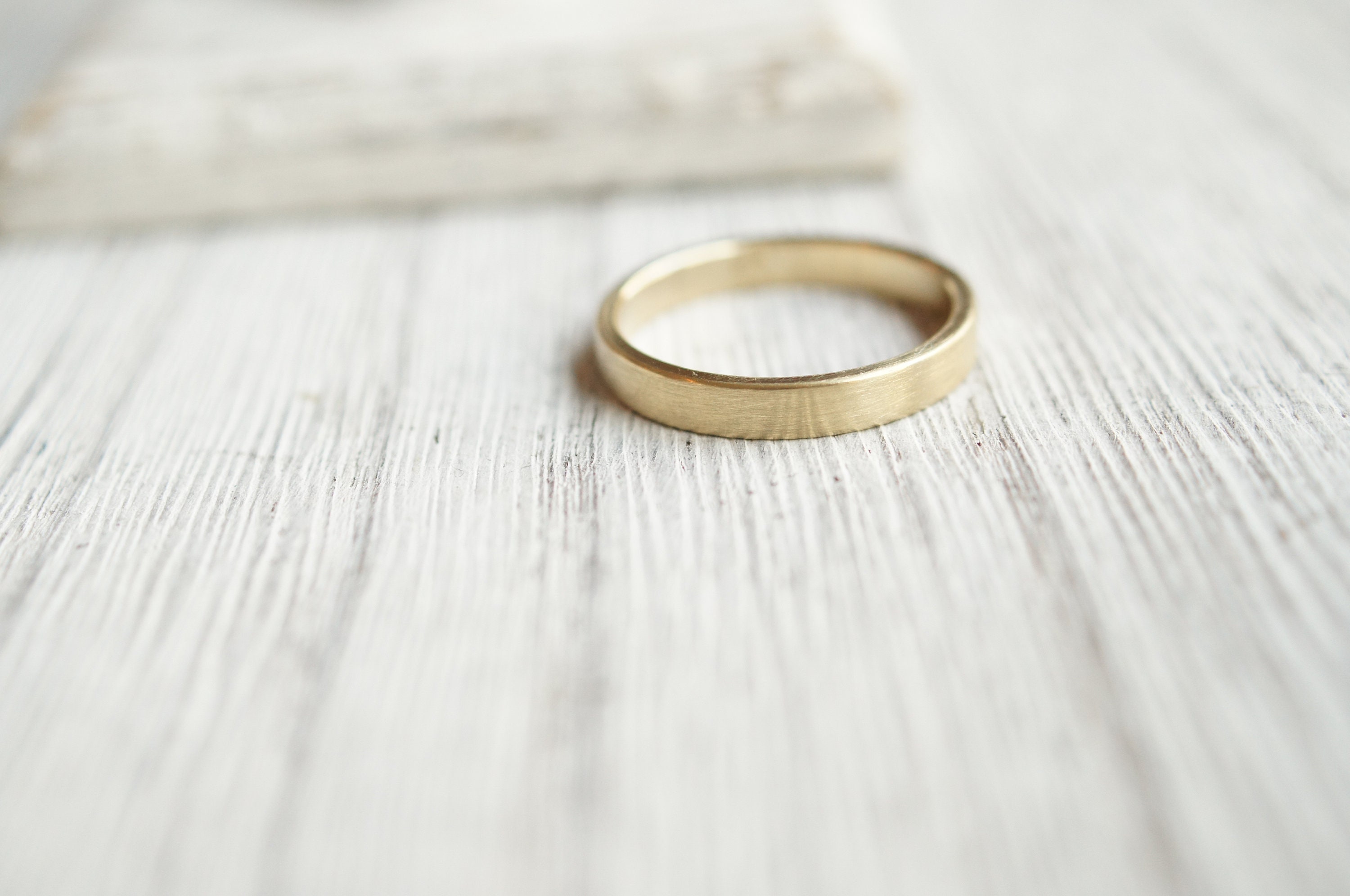 Plain solid gold wedding band 10k simple brushed finish 3mm Etsy