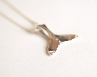 Silver Whale Tail Fluke Pendant, Sterling Silver Necklace